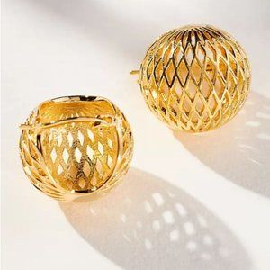 NEW~ Anthropologie Basket Weave Huggie Hoop Earrings